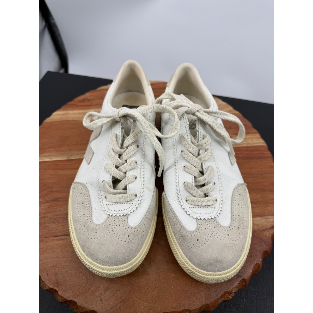 Veja Volley Sneakers Women Size 7 White Pierre Leather Suede Low Top Trainers - Picture 2 of 7